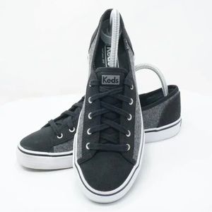 Black and Grey Wool/ Canvas Keds 8.5
